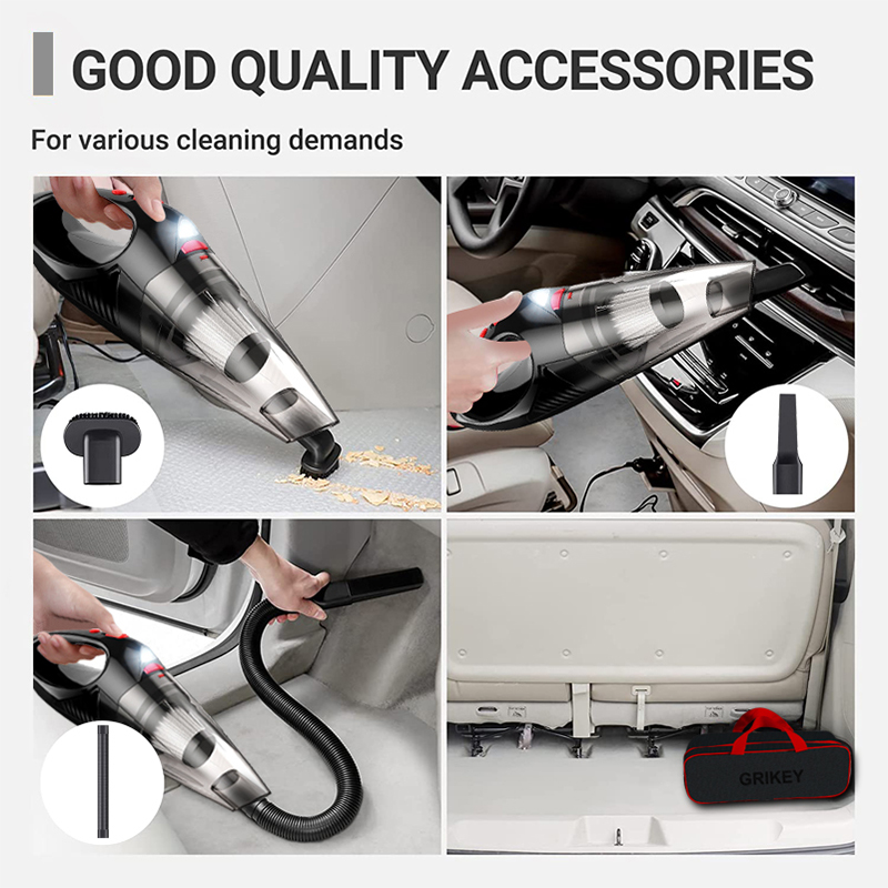 Car Vacuum Cleaner 120W High Power Portable Handheld Auto Vacuum for Wet and Dry Cleaning DC 12V Cord Car Vaccum with LED Light-grikey