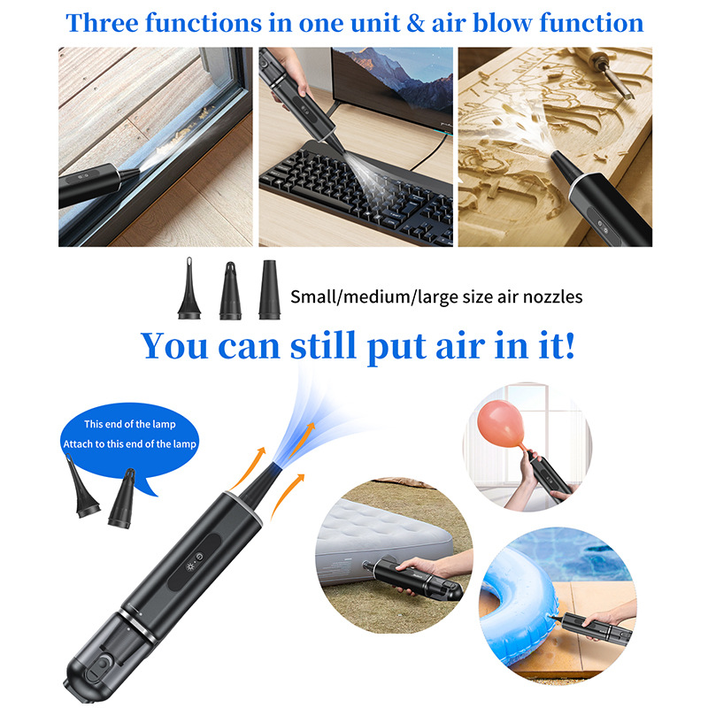 3 in 1 Wireless Vacuum Cleaner 8000mah Power Strong Air Flow For House And Vehicle