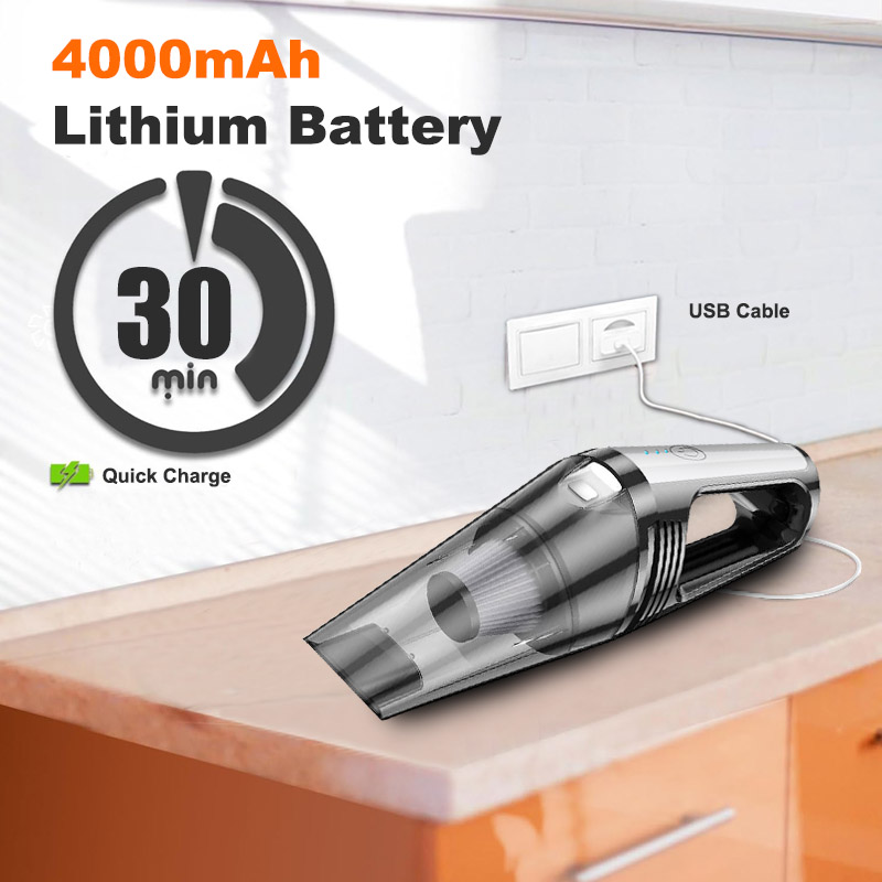 Wireless Vacuum Cordless Rechargeable 1000PA Strong Suction Hand Held Vacuum w/ LED Light Portable Mini Car Vacuum Cleaner-grikey