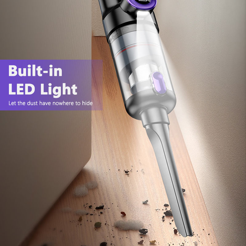 Handheld Vacuum Cleaner 14000Pa Brushless Portable Cordless Rechargeable Cyclone Car Vacuum with LED Light for Home Pet Hair-grikey