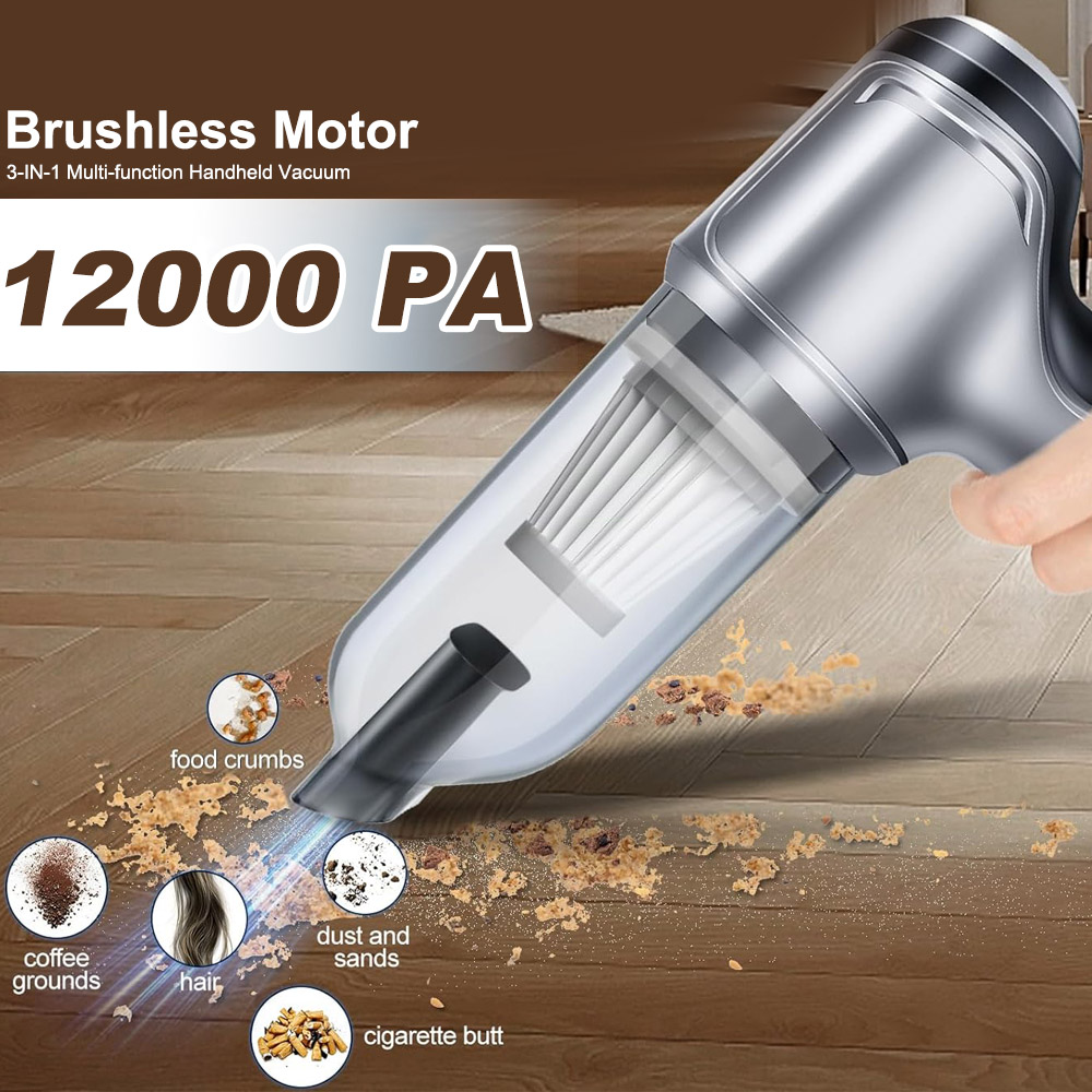 Cordless Brushless Motor 12000PA 3 in 1 Wireless Vacuum Cleaner Mini Air Duster for Car Home Office