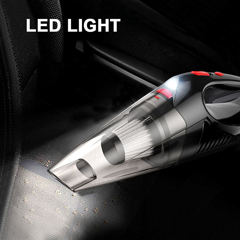 Car Vacuum Cleaner 120W High Power Portable Handheld Auto Vacuum for Wet and Dry Cleaning DC 12V Cord Car Vaccum with LED Light-grikey