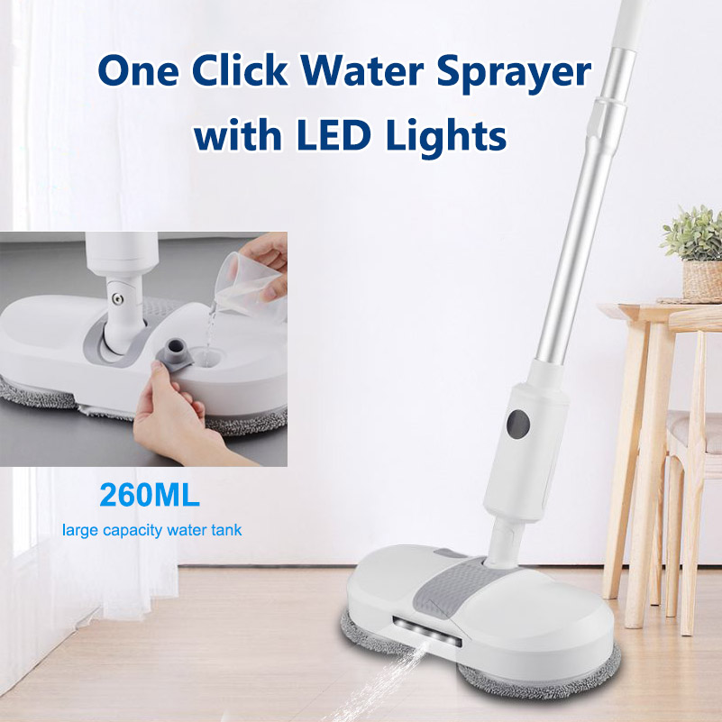 Cordless Electric Mop for Floor Cleaning Dual Spin Mop w/ LED Headlight Water Spray Water Tank Detachable Battery Self-Propelled-grikey