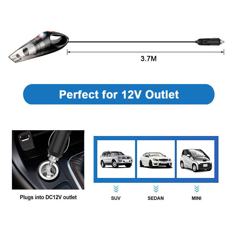 Car Vacuum Cleaner 120W High Power Portable Handheld Auto Vacuum for Wet and Dry Cleaning DC 12V Cord Car Vaccum with LED Light-grikey