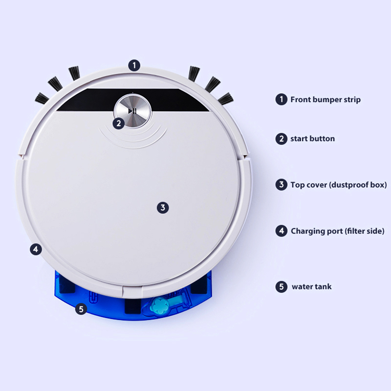Robot Vacuum and Mop Combo Cleaner Slim Mopping Robotic Vacuum Cleaner with Water Tank for Hard Floor, Wood Floor, Pet Hair-grikey