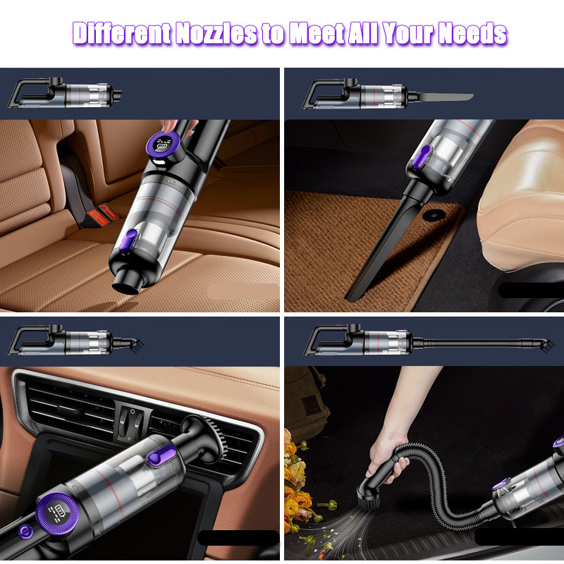 Handheld Vacuum Cleaner 14000Pa Brushless Portable Cordless Rechargeable Cyclone Car Vacuum with LED Light for Home Pet Hair-grikey