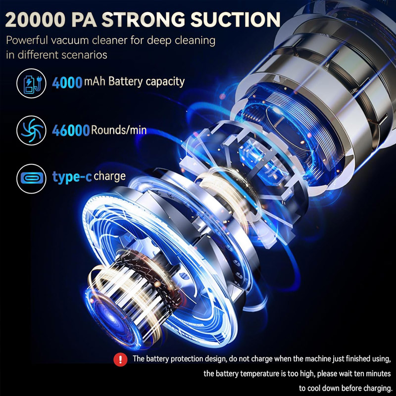 Car Vacuum Cleaner Wireless Portable Handheld Vacuum & Air Duster Cordless Rechargeable Hand Held Vacuums for Car Home Pet Hair-grikey