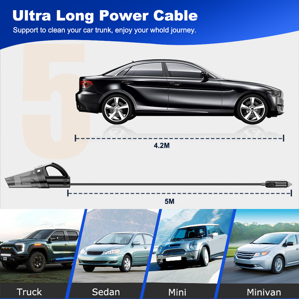 GRIKEY Car Vacuum Cleaner 12V Cord Vacuum Cleaner for Car Black