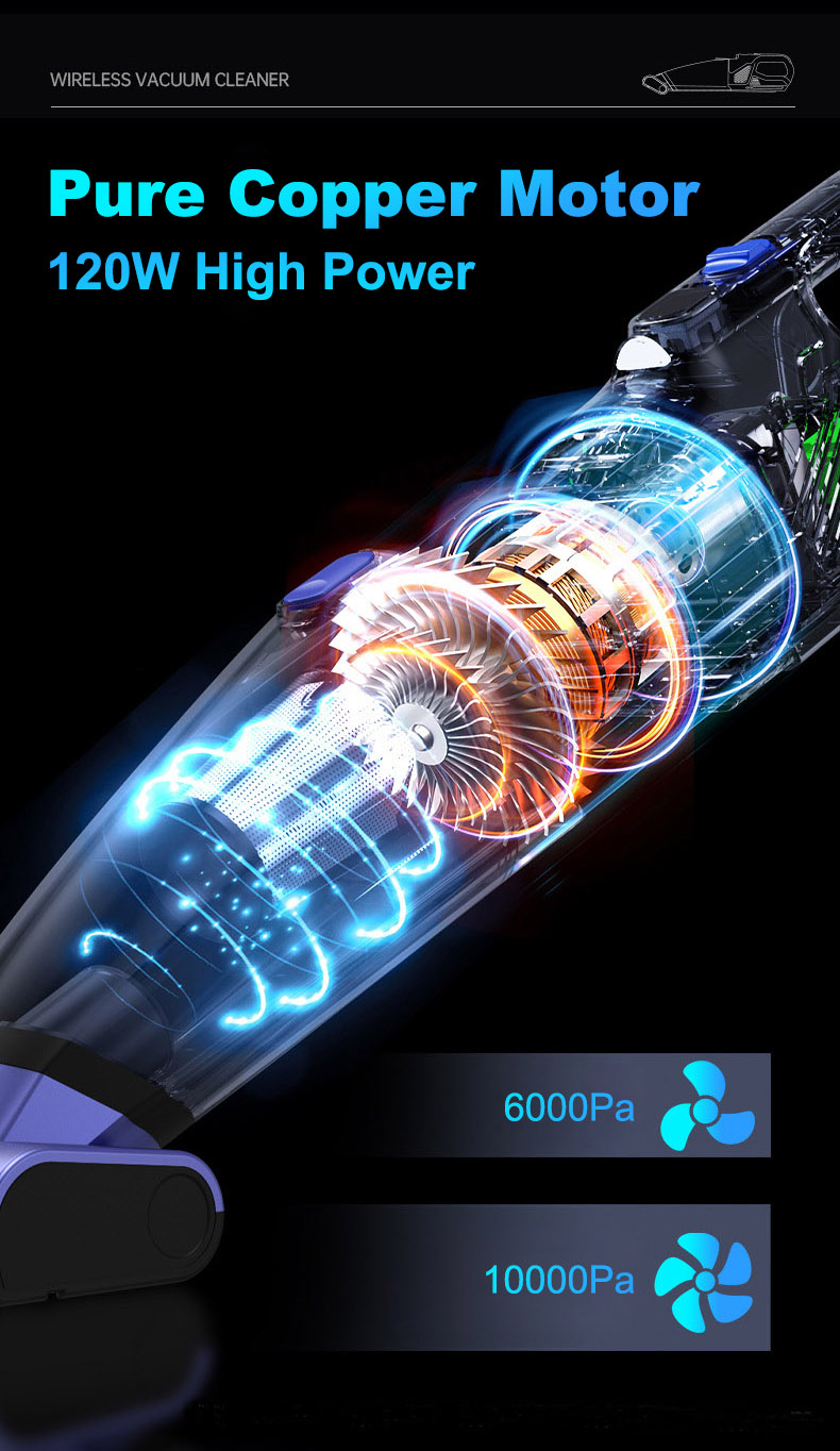 Cordless Handheld Vacuum Cleaner 10000Pa Powerful Suction Deep Clean Includes Motorized Pet Brush Roll Tool Extended Run Time