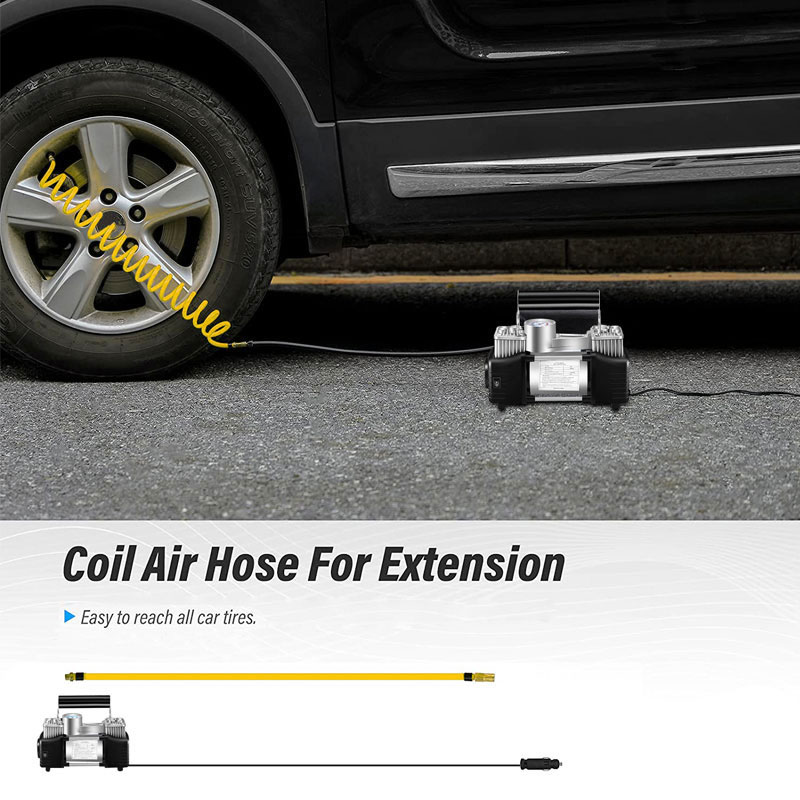 Tire Inflator w/ Tire Repair Kit and Toolbox Air Compressor Air Pump 150PSI Gauge Car Emergency Kit Carry Case Adapters Car Plug-grikey