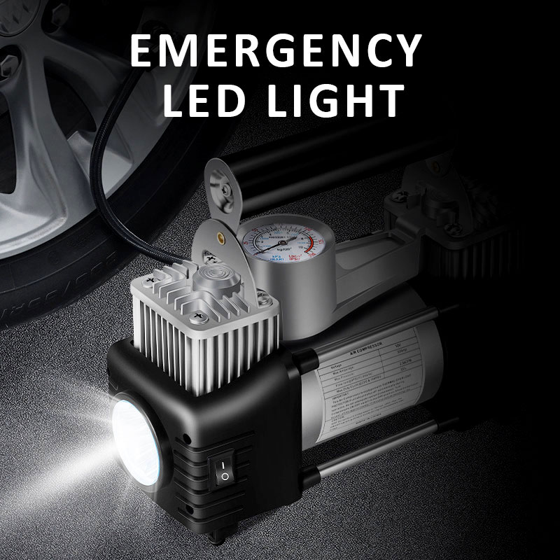 Tire Inflator w/ Tire Repair Kit and Toolbox Air Compressor Air Pump 150PSI Gauge Car Emergency Kit Carry Case Adapters Car Plug-grikey