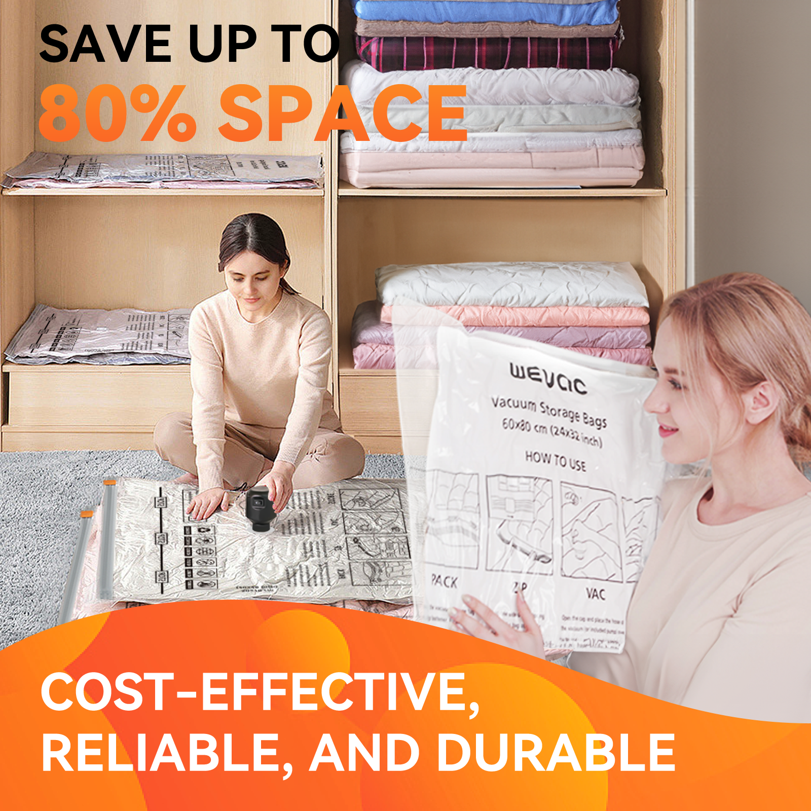 9 Vacuum Storage Bags Combo (3 Jumbo, 3 Large, 3 Medium) - 2nd Gen