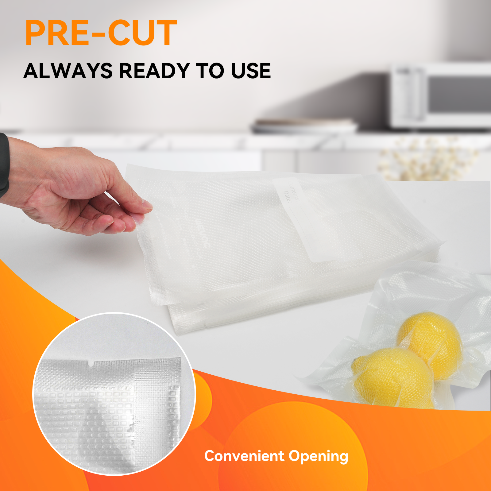 Wevac Pre-cut Vacuum Sealer Bags 3-Mil Pack of 100