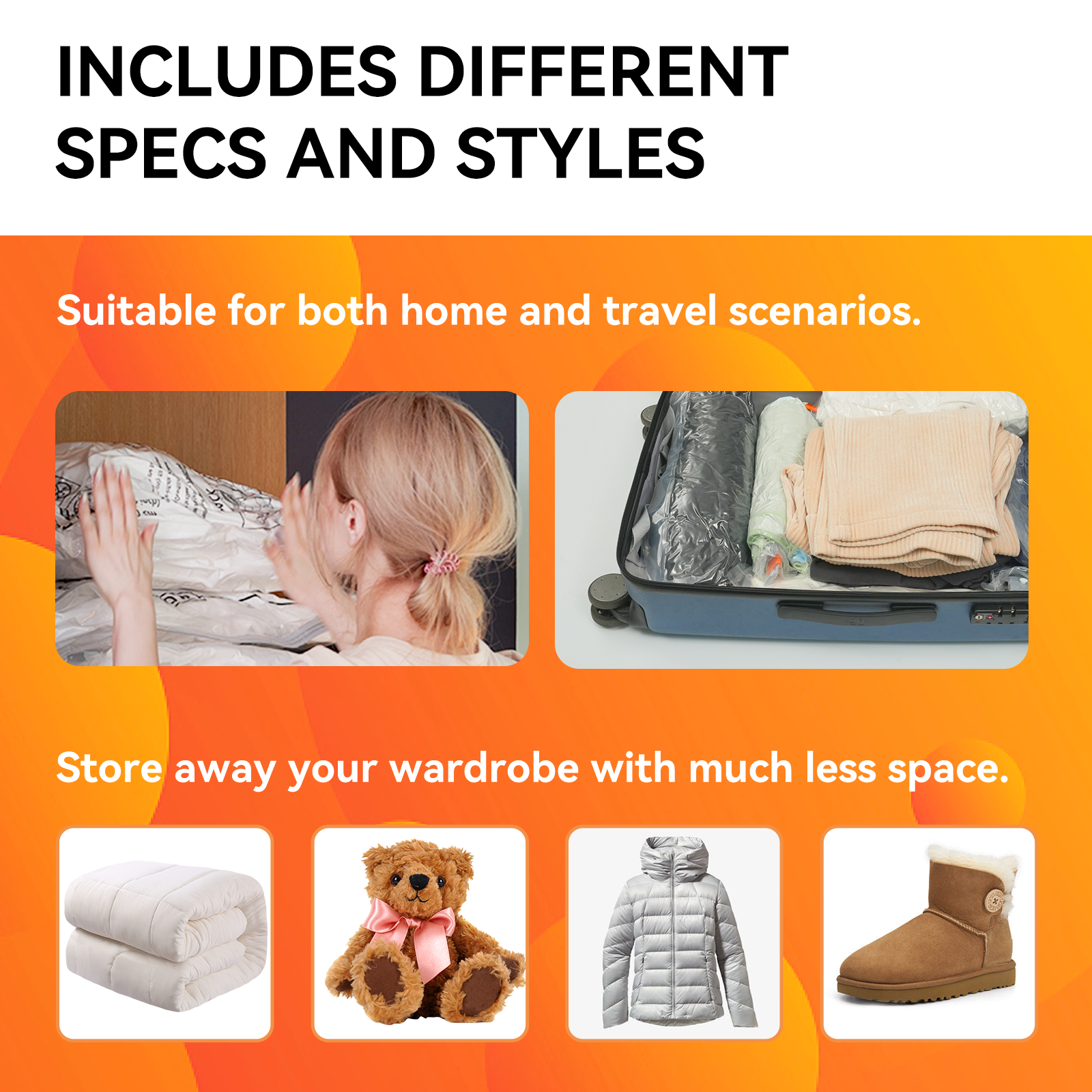 9 Vacuum Storage Bags Combo (3 Jumbo, 3 Large, 3 Medium) - 2nd Gen