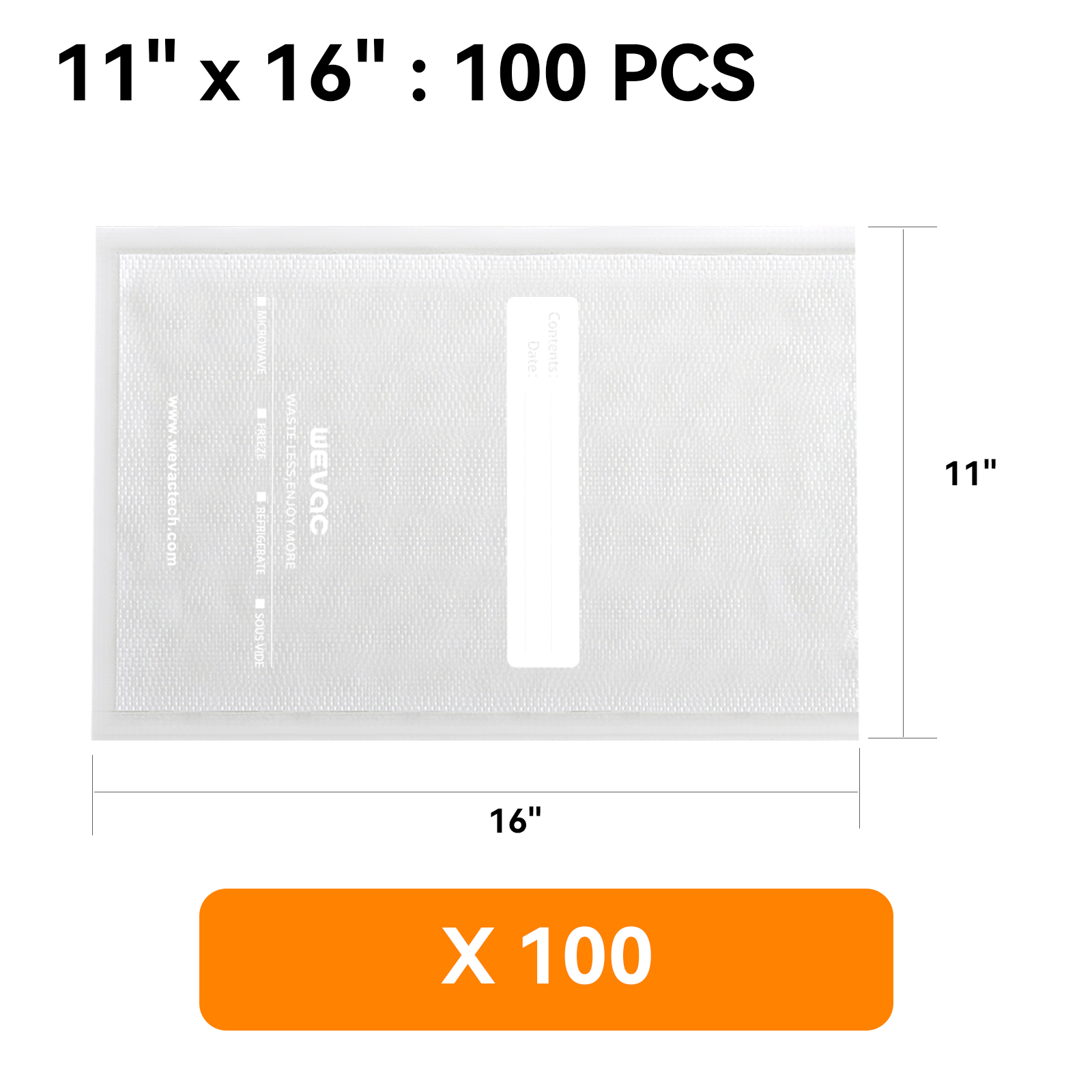 Wevac Pre-cut Vacuum Sealer Bags 3-Mil Pack of 100