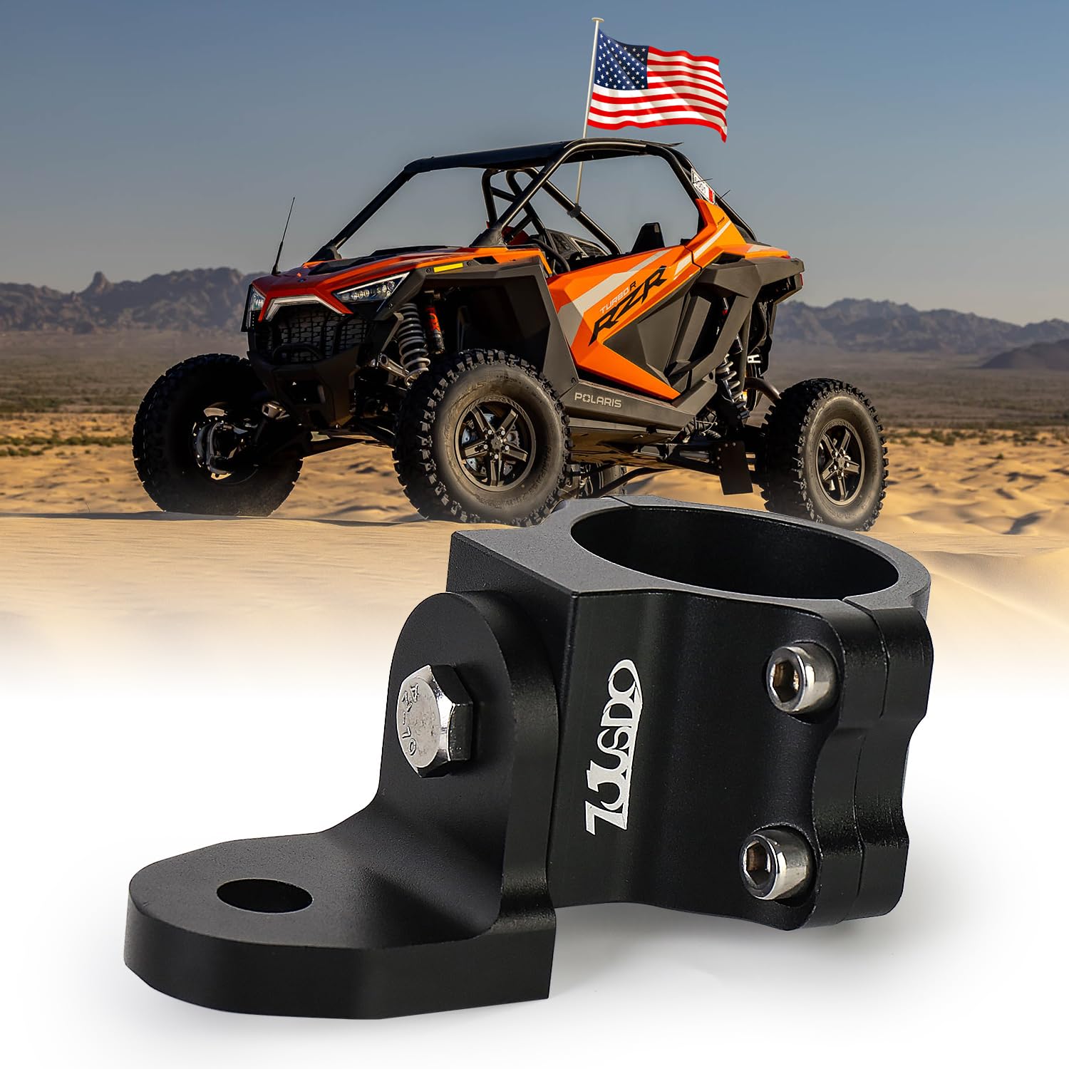 UTV Whip Mount, Adjustable 360° Rotating Flag Mount for 1.77-1.96 inch Roll Bar Compatible with Can Am Maverick X3 UTV SXS Polaris RZR Talon