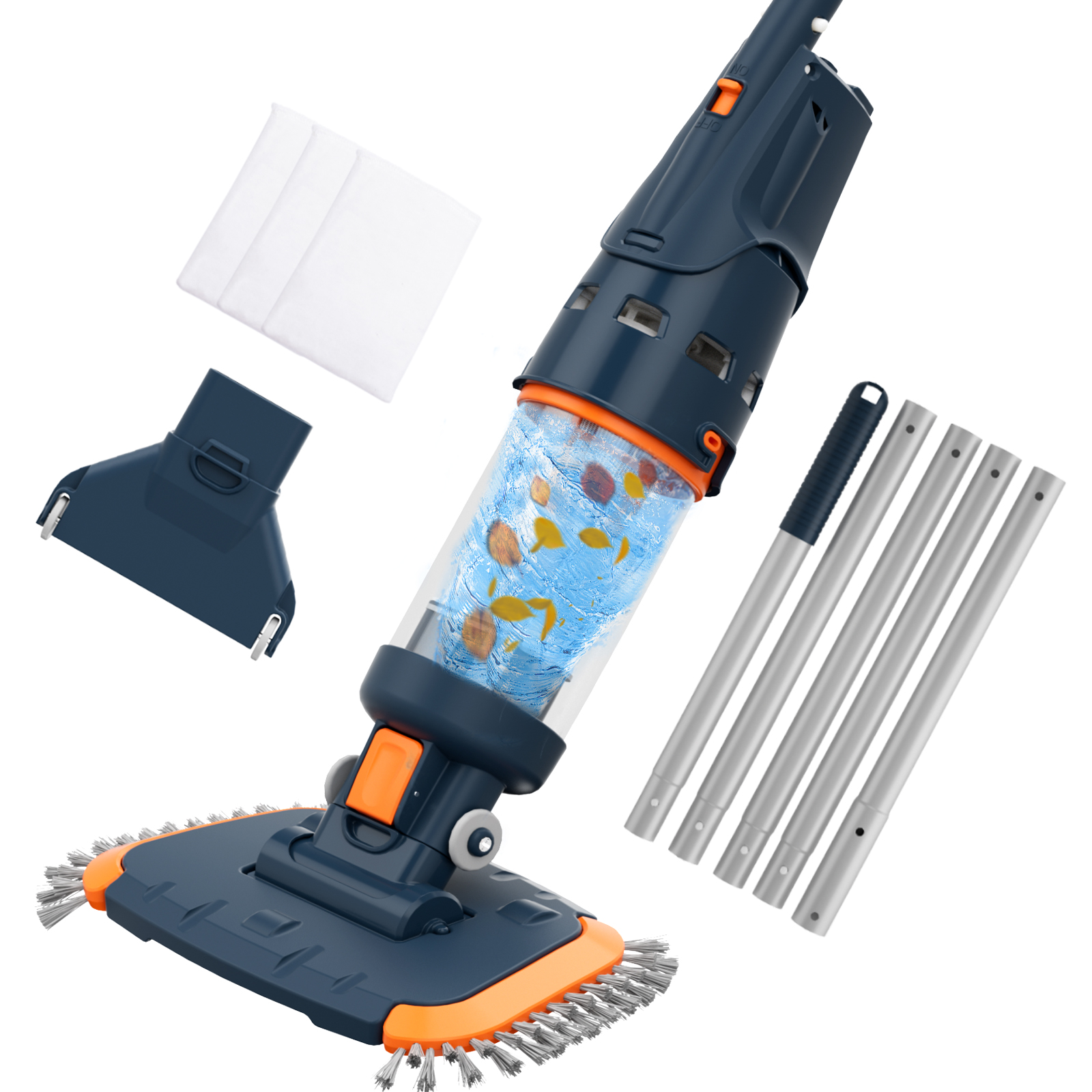 AQUAFYSH AQ20 Pool Vacuum Cleaner -1h Run Time, High Capacity, Strong Suction, Angle Vac Head