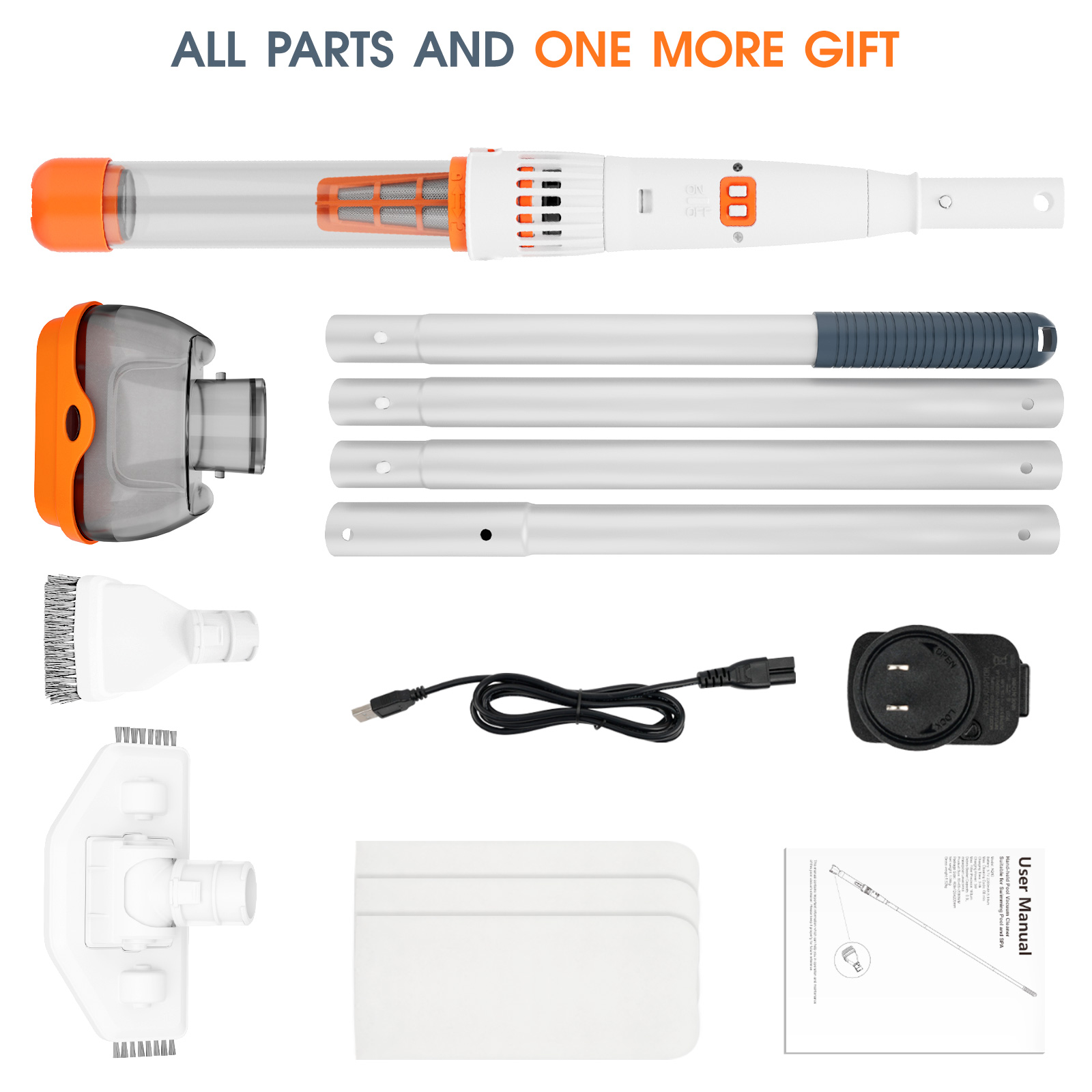 Rechargeable Pool & Spa Hot Tub Vacuum Cleaner - Dual Mode & Magnetic Drive System, 25µm Ultra Fine Mesh Filters for Hot Tub, Small Above Ground Pools, 70 Mins