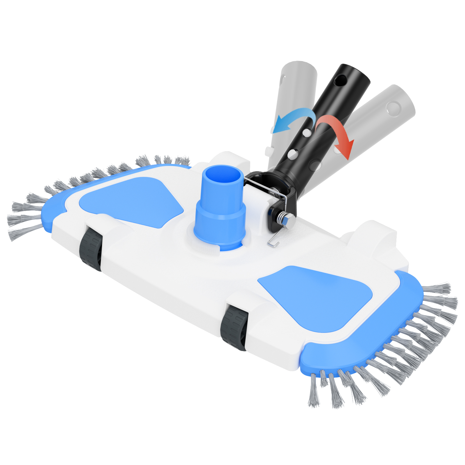 Enhanced Pool Vacuum Head with Direction-Control Swivel Handle, Stable-Maintain Spring, Vinyl Pool Vac with Wheels, Side Brush and Bottom Brush for Inground & Above Ground Pools