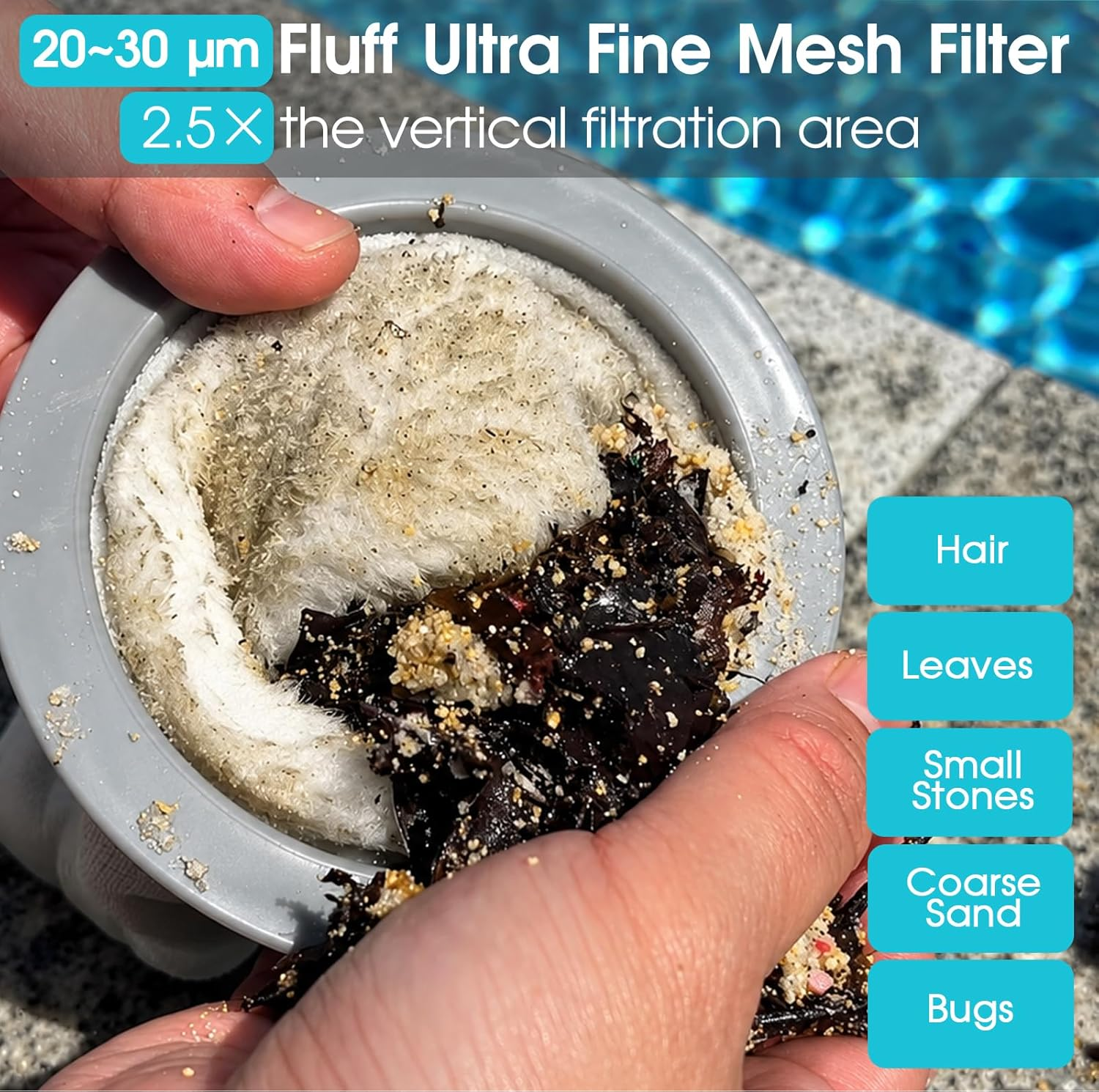Heavy Duty Handheld Pool Vacuum - 18.9GPM Powerful Suction, 25µm Ultra Fine Mesh Filter for Smaller Debris, 14'' Wide Vacuum Head, 60mins Running Time (Orange)