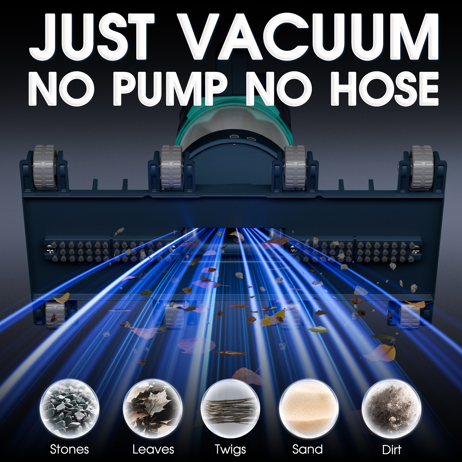 Heavy Duty Handheld Pool Vacuum - 18.9GPM Powerful Suction, 25µm Ultra Fine Mesh Filter for Smaller Debris, 14'' Wide Vacuum Head, 60mins Running Time (Blue)