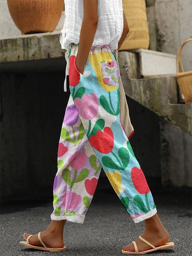 多规格不同价格Youthful Print Side Pocket Pants