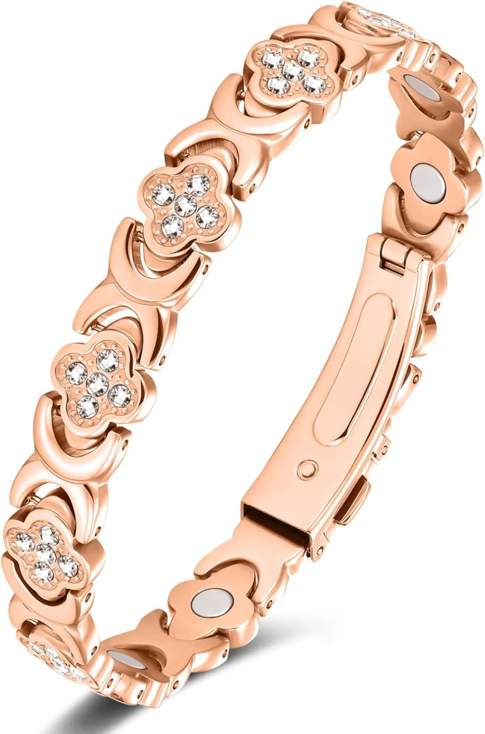 Elegant Copper Magnetic Bracelet – Lucky Clover Gift for Women (Energy & Wellness)