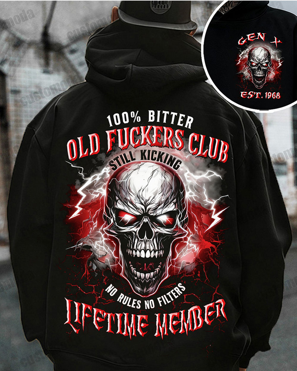 100% Bitter Old Fuckers Club Custom Year Gen X ,Boomer Sweatshirt/T-shirt/Hoodie