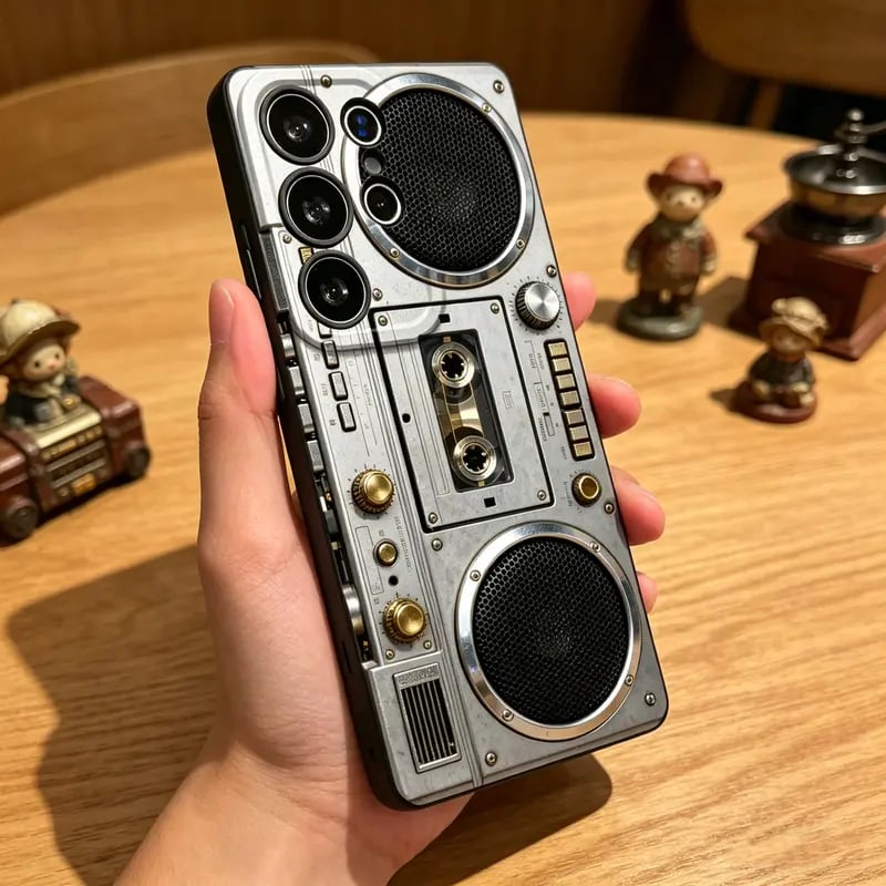 📼 Retro Cassette Player Pattern Silicone Phone Case Applicable to the Galaxy series