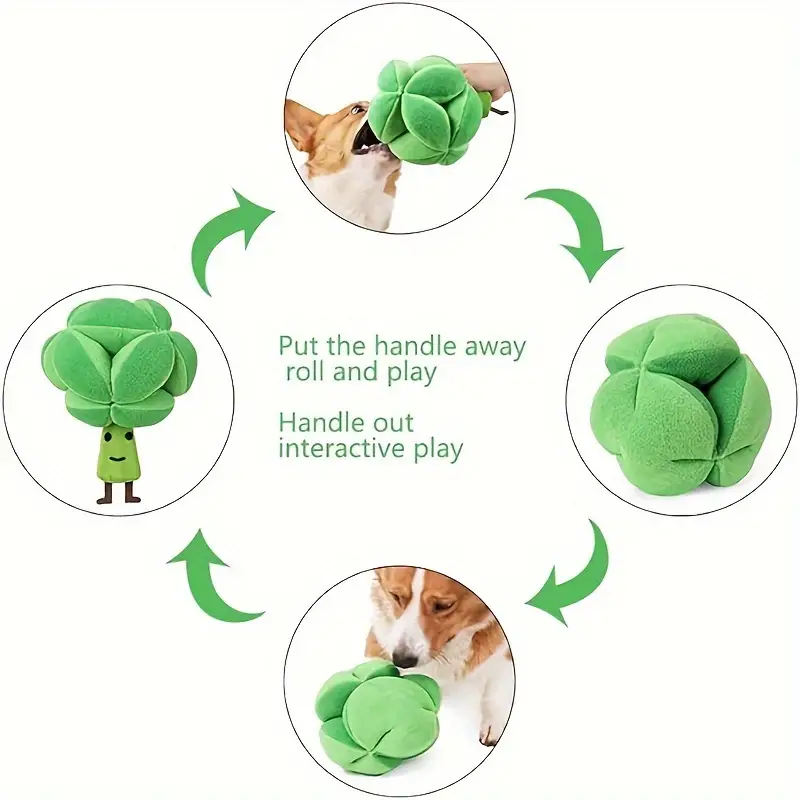 broccoli shaped dog sounding toy interactive dog sniffing toy dog treat leakage plush toy 7