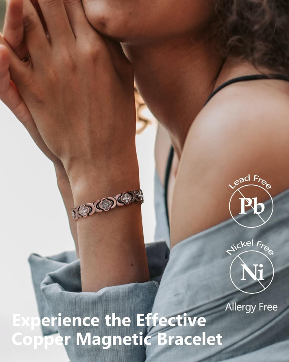 Elegant Copper Magnetic Bracelet – Lucky Clover Gift for Women (Energy & Wellness)