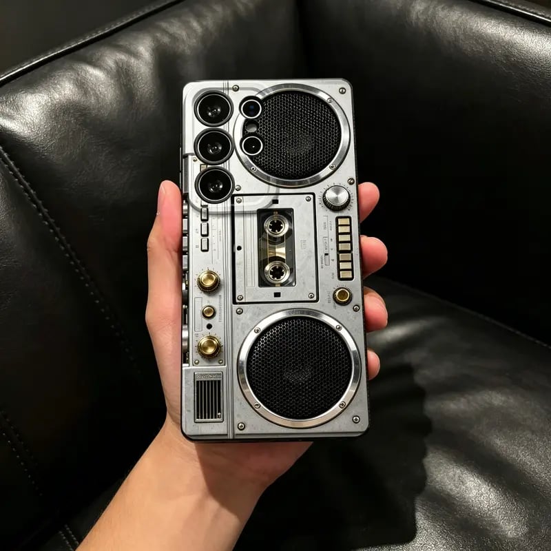 📼 Retro Cassette Player Pattern Silicone Phone Case Applicable to the Galaxy series