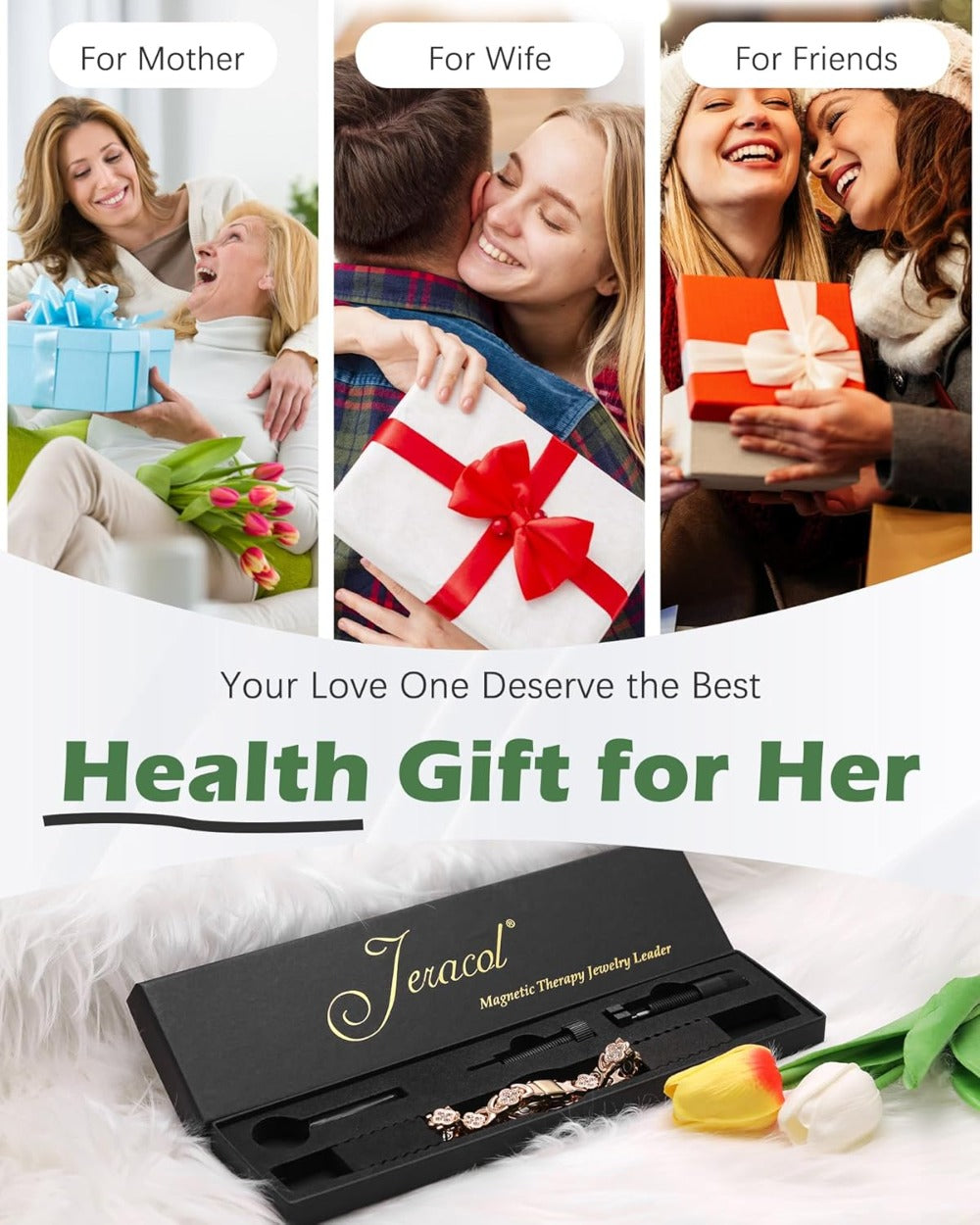 Elegant Copper Magnetic Bracelet – Lucky Clover Gift for Women (Energy & Wellness)