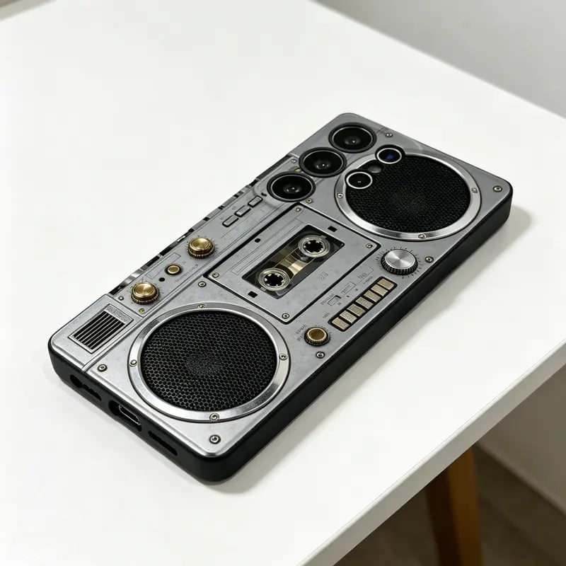 📼 Retro Cassette Player Pattern Silicone Phone Case Applicable to the Galaxy series