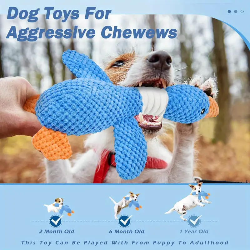 1pc vitscan heavy duty goose plush dog toy animal print puppy chew toy for all breed sizes interactive crinkle squeaky dog toy for teething for 3