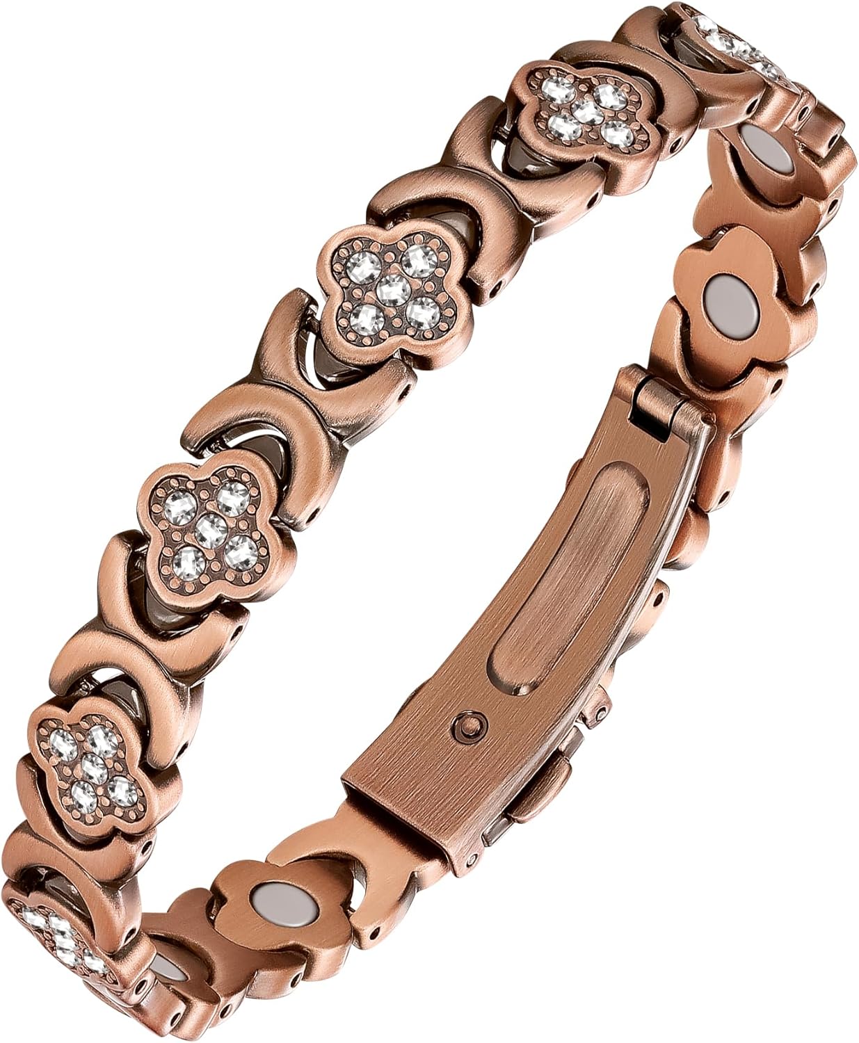 Elegant Copper Magnetic Bracelet – Lucky Clover Gift for Women (Energy & Wellness)