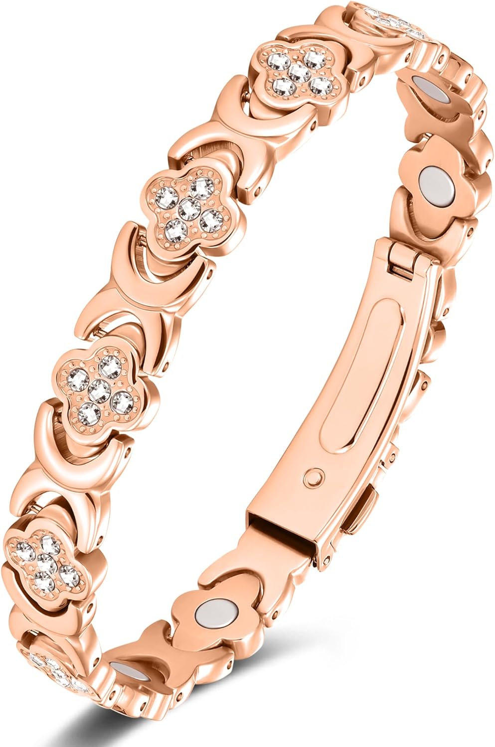 Elegant Copper Magnetic Bracelet – Lucky Clover Gift for Women (Energy & Wellness)