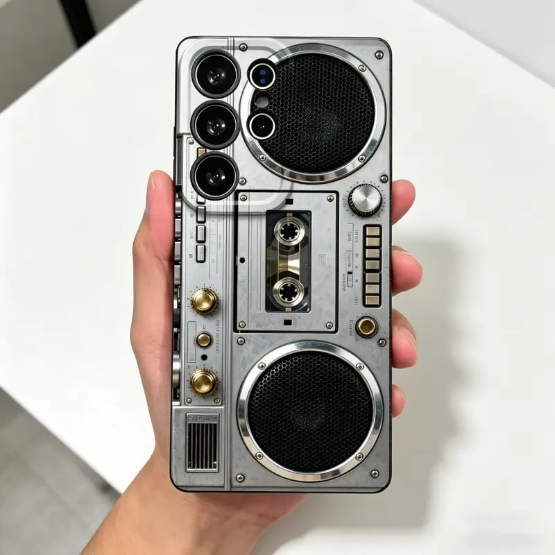 📼 Retro Cassette Player Pattern Silicone Phone Case Applicable to the Galaxy series