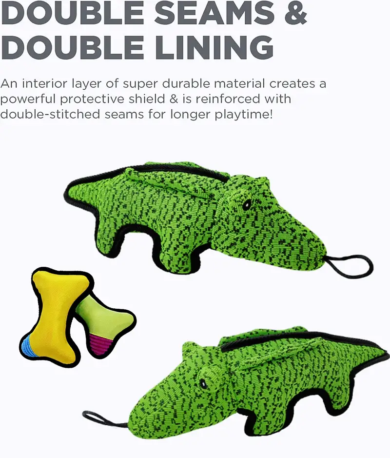 2pc crocodile dog tough bone toy pet durable training plush squeaky dog toys for aggressive chewers details 22