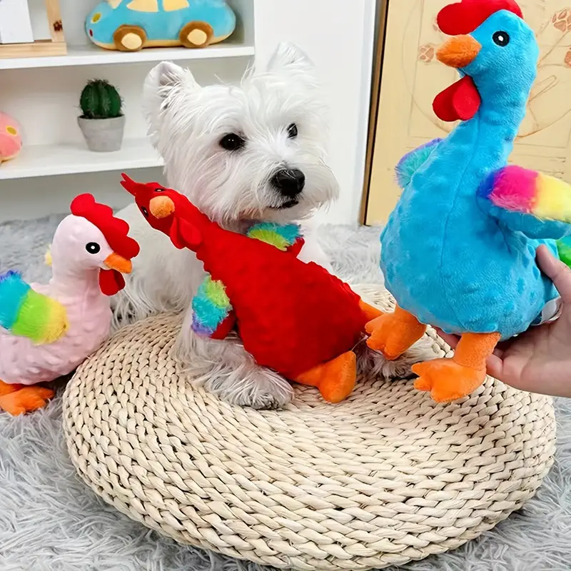 squeaky plush chicken dog toy durable chew and boredom relief companion for all breeds durable dog toys for aggressive chewers chew plush toys for dogs 3