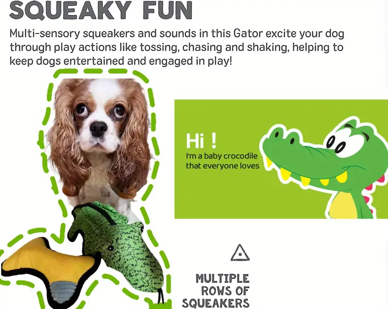 2pc crocodile dog tough bone toy pet durable training plush squeaky dog toys for aggressive chewers details 21