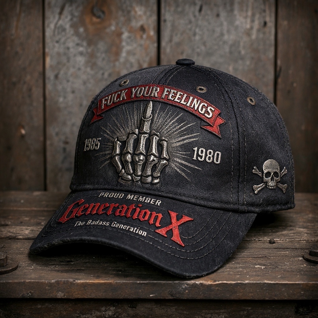 “Proud Member of Generation X” Vintage Distressed Cap – A Bold Tribute to a Defining Era