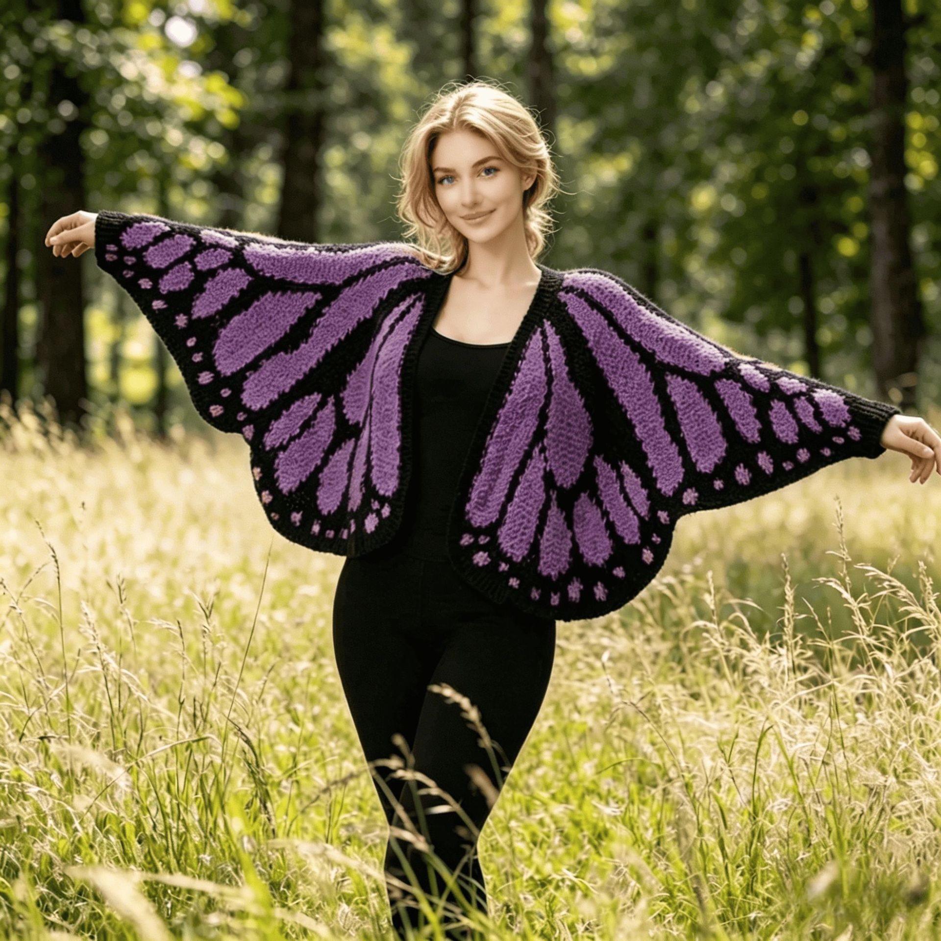 Zoey’s Butterfly Cardigan – Handcrafted Elegance, Woven with Love
