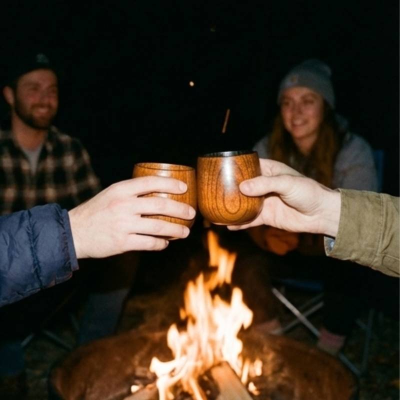 Charred Wooden Bourbon Drinking Glass, 2pcs Handcrafted Charred Wooden Whiskey Cup, Birthday Gifts✨