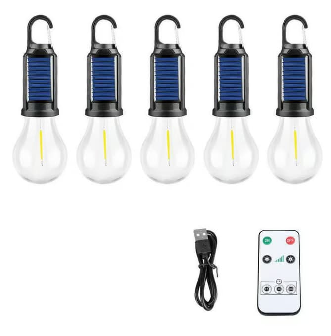 🌞 Solar Tent Camping Light Bulb - Five-pack （Solar-powered）
