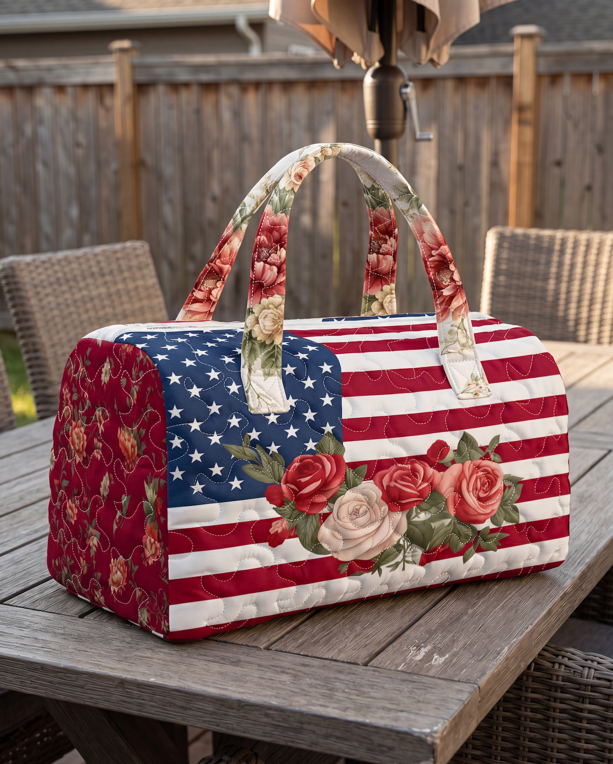 🔥HOT SALE 49% OFF🔥 Floral American Flag Travel Duffel