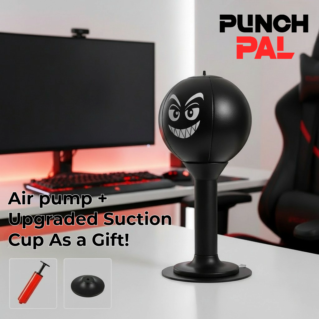 Desk Punching Bag Desktop Toy with Strong Suction Cup Fun Punch Desktop Game-Black
