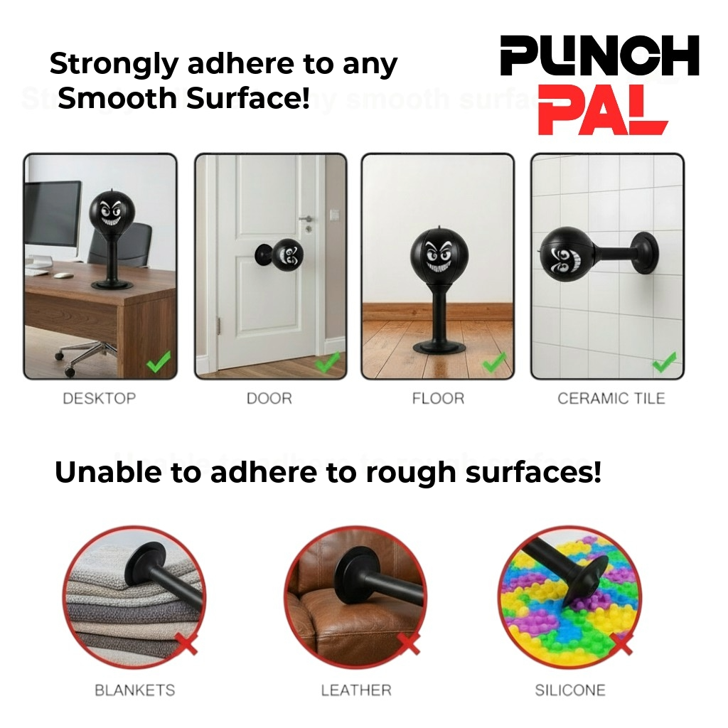 Desk Punching Bag Desktop Toy with Strong Suction Cup Fun Punch Desktop Game-Black