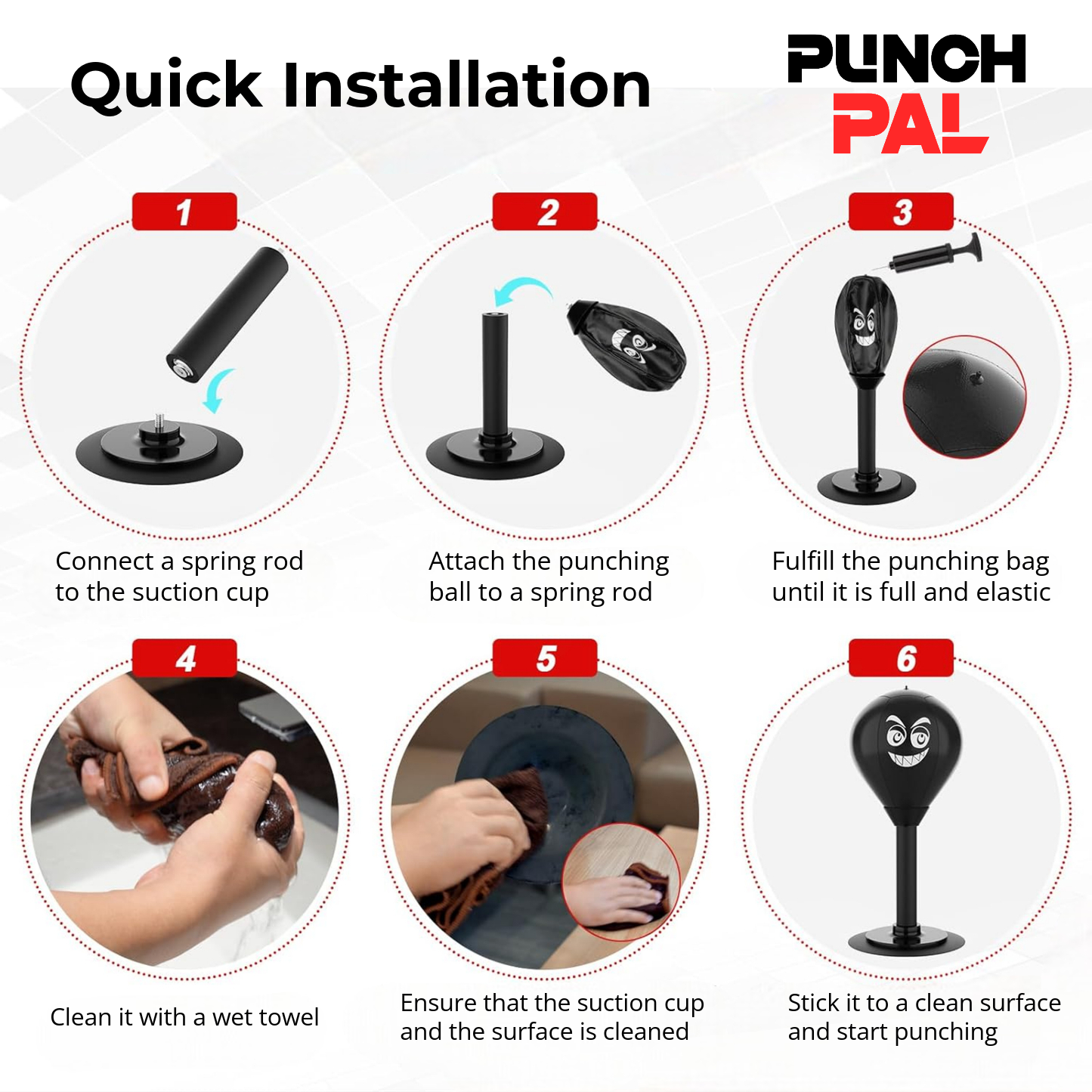 Desk Punching Bag Desktop Toy with Strong Suction Cup Fun Punch Desktop Game-Black