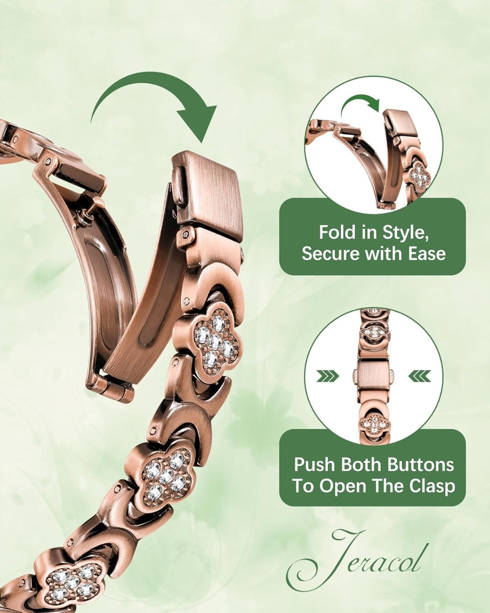 Elegant Copper Magnetic Bracelet – Lucky Clover Gift for Women (Energy & Wellness)